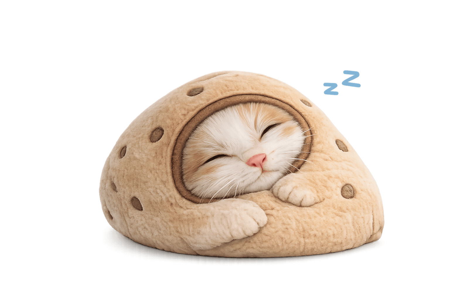 Potato sleeping tucked into his costume